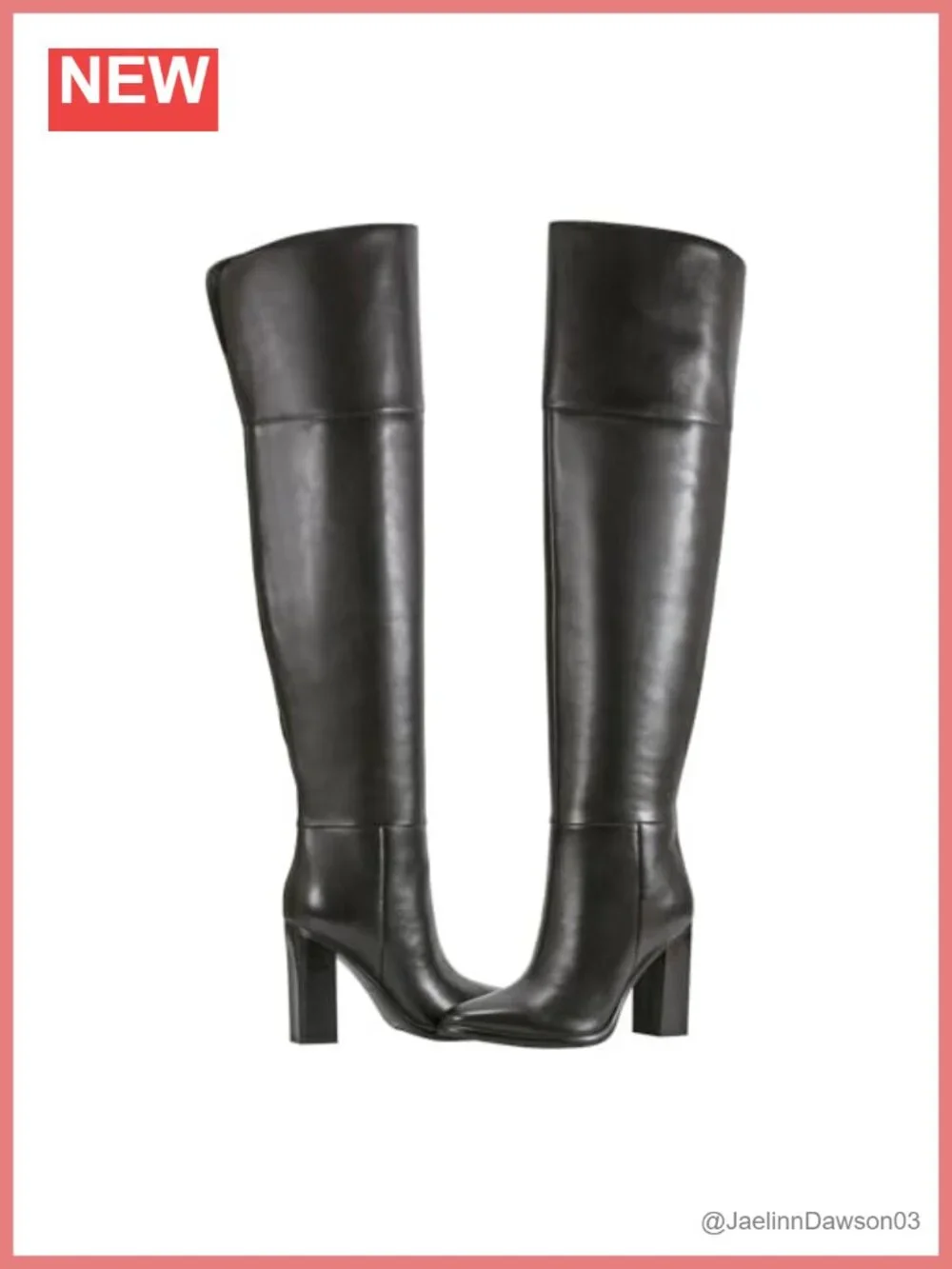 Over-the-Knee Leather Block Heel Pointed Toe Dress Boots